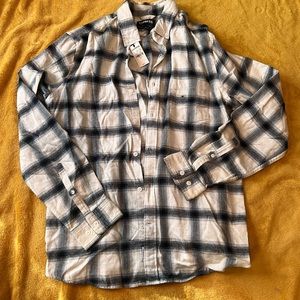 Medium. Express Unisex button up flannel. White and black